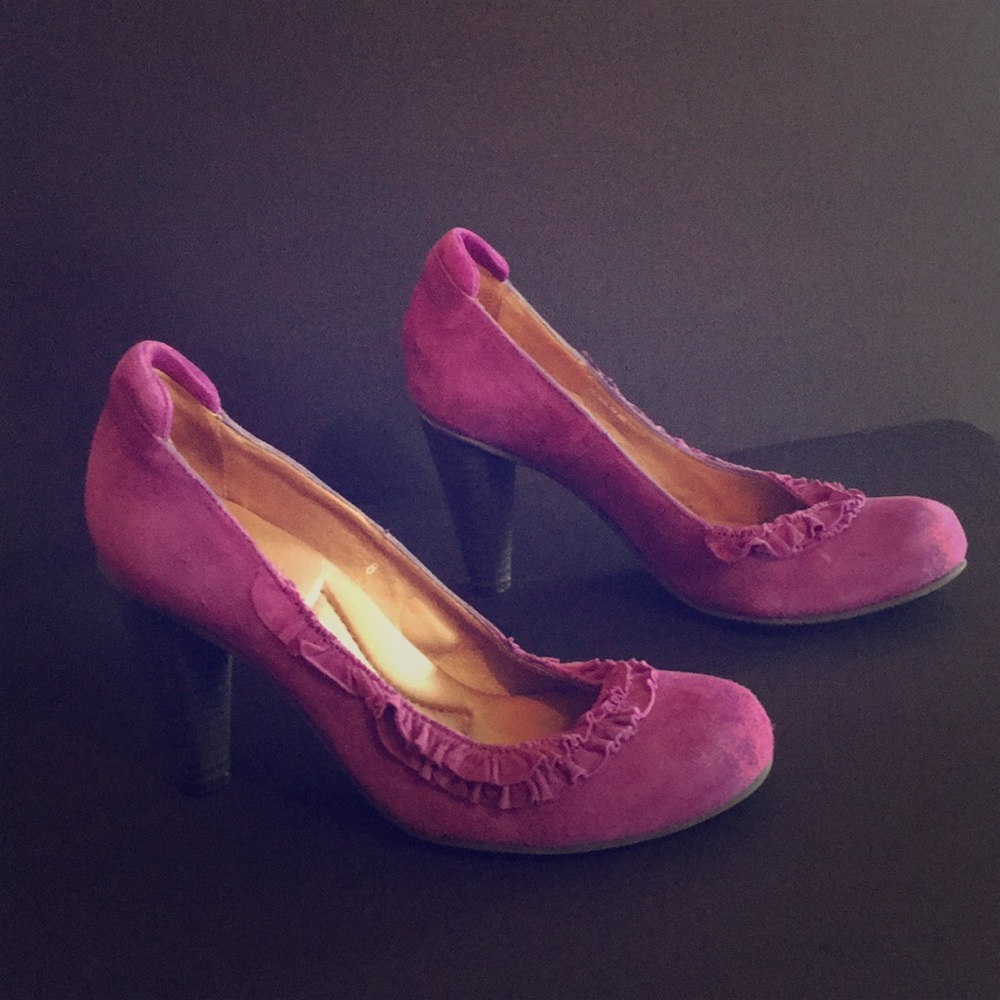 Purple leather heels